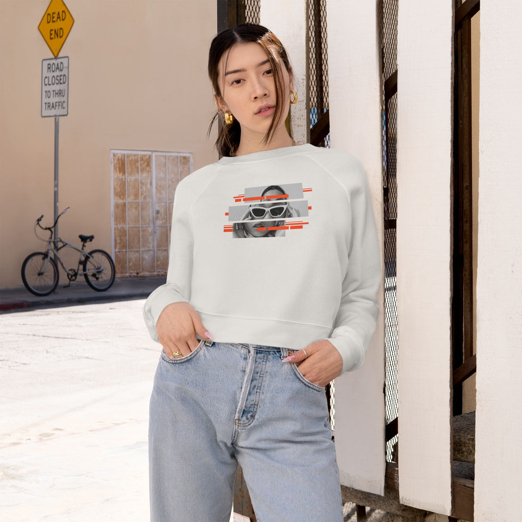 Cropped Pullover — Retro Glitch Graphic
