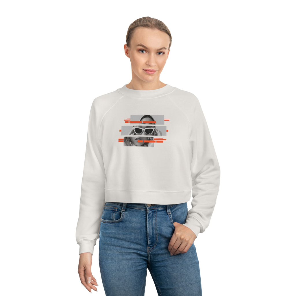 Cropped Pullover — Retro Glitch Graphic